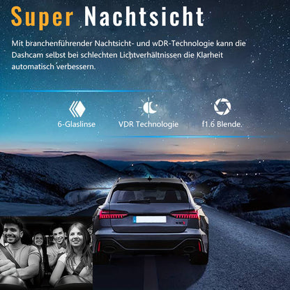 170° Weitwinkel-Dashcam mit 1080p-Doppelobjektiv, breiter 170°-Abdeckung, G-Sensor, Nachtsicht und Loop-Technologie