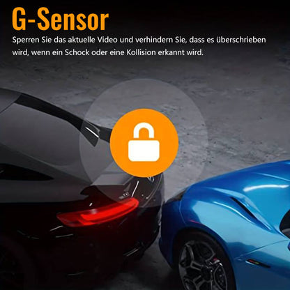 170° Weitwinkel-Dashcam mit 1080p-Doppelobjektiv, breiter 170°-Abdeckung, G-Sensor, Nachtsicht und Loop-Technologie