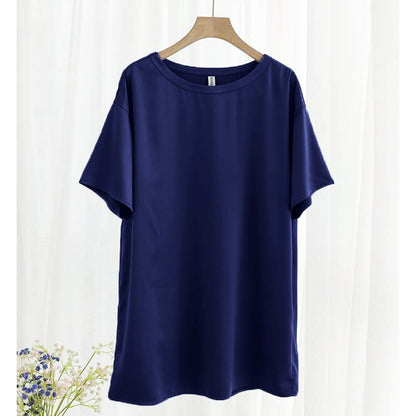 Oversize Satin Women Long T-Shirts Fashion Casual Loose Short Sleeve Streetwear Tops Women's Clothing