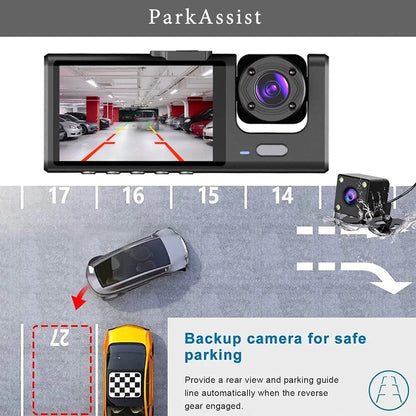 Seurico™ Drei-Kanal Dash Cam mit IR Nachtsicht und G-Sensor