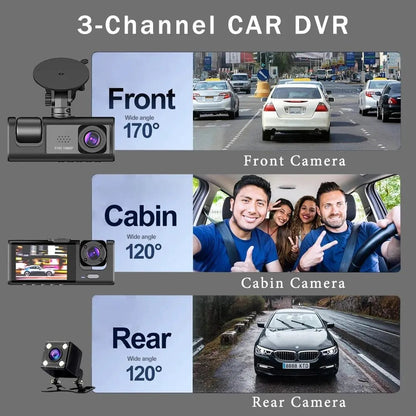 Seurico™ Drei-Kanal Dash Cam mit IR Nachtsicht und G-Sensor