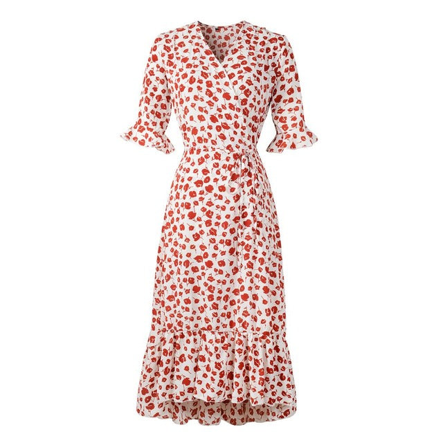 Midi Dress Women Summer Beach Dress Femme Casual Clothing Robe Backless Snake Print Chiffon Dress Lady Chic Elegant Dress 2020