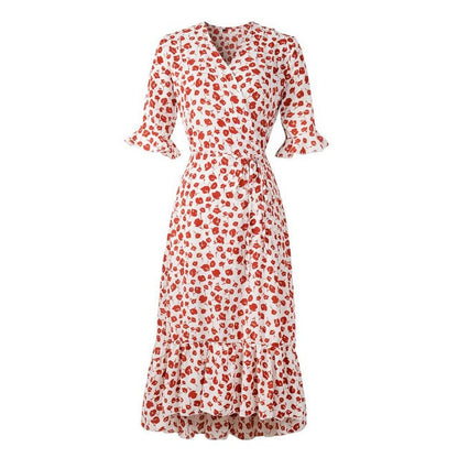 Midi Dress Women Summer Beach Dress Femme Casual Clothing Robe Backless Snake Print Chiffon Dress Lady Chic Elegant Dress 2020