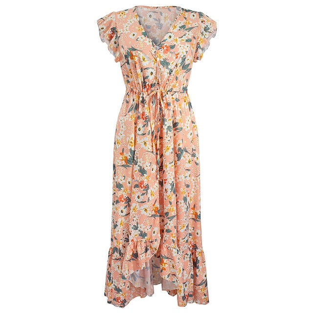 Midi Dress Women Summer Beach Dress Femme Casual Clothing Robe Backless Snake Print Chiffon Dress Lady Chic Elegant Dress 2020